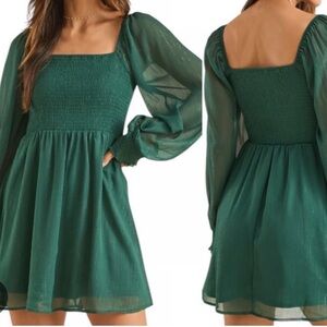 Altar'd State Green Long Sleeve Dress XS